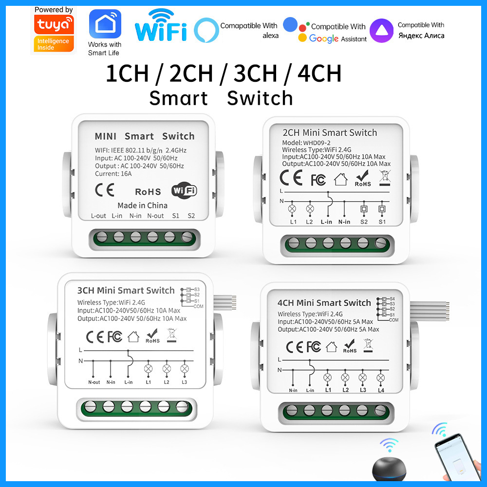 Smart Home Wiz - Interruptor Inteligente WiFi Tuya de 1/2/3/4